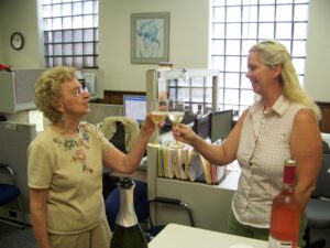 Virginia and Betty at Virginia's retirement party.